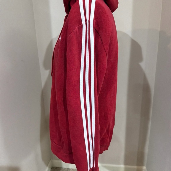 Adidas Three Striped Red Warm Gym Warm Up Jog Run Pullover Hoodie Size XL - Picture 7 of 8